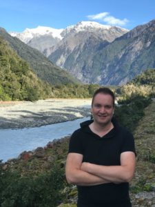 Writer Mark Franks in South Island, New Zealand