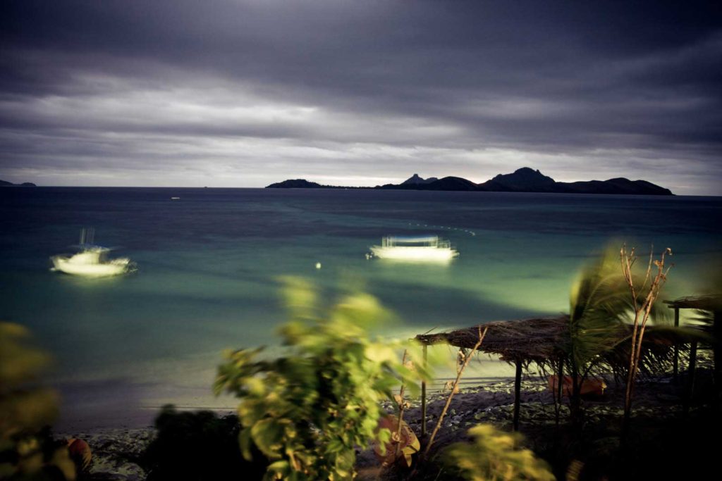 Blurry, moody shot over Mamanuca Islands from Tokoriki Island