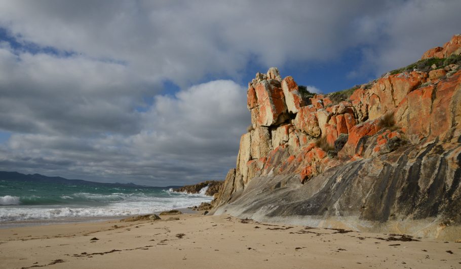 Rocks on the beach on Flinders Island.