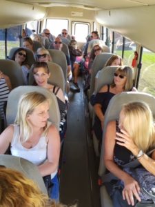 Our group on the bus ready for their winery tour through the Yarra Valley