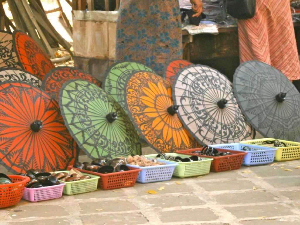 Umbrellas for sale Bagan