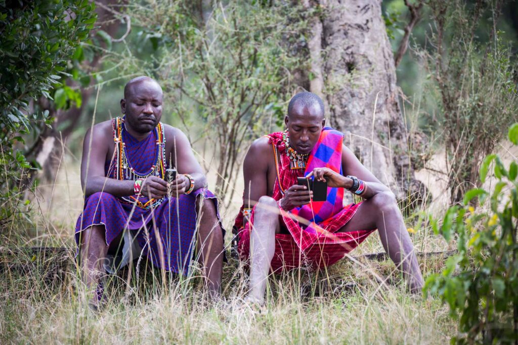 Masai on the phone Kenya