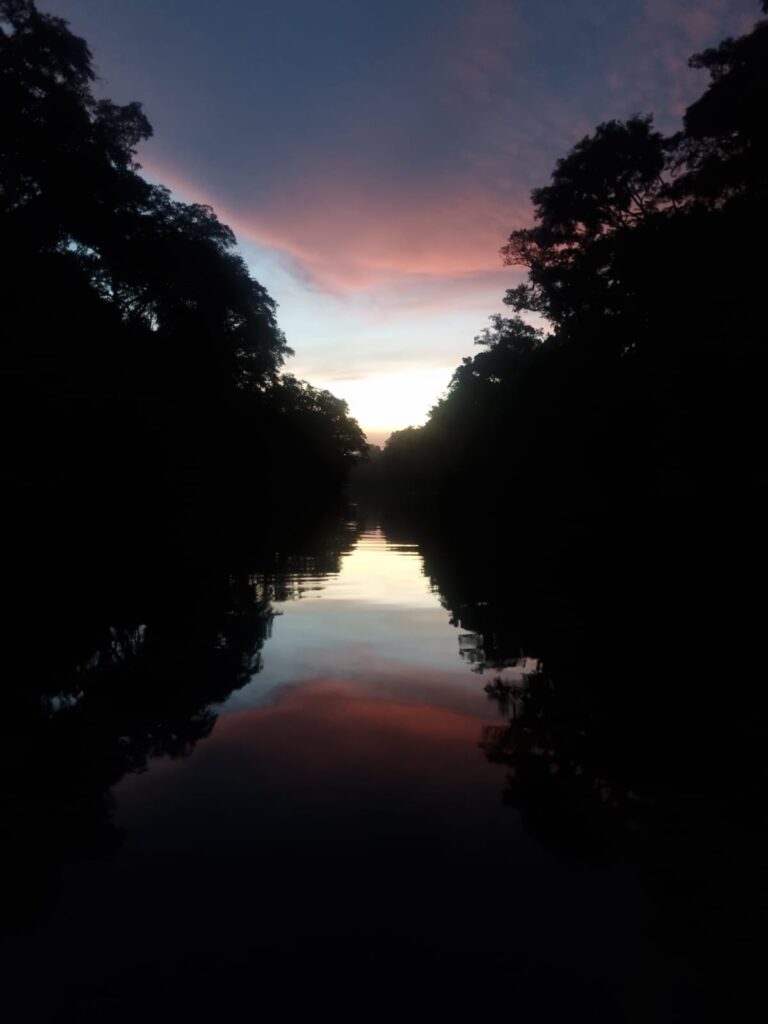 Sunset on the Amazon River.